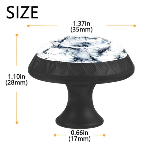 Dang Sharp Black And White Marble Look Round Cabinet Knobs 4 Pack featuring glossy crystal glass finish, 1.37in diameter handle.