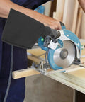 Rugged Heavy Duty Black Miter Saw Dust Collection Hood Pair With Zippered Table Saw Bag Polyester Dust Control Setup That Keeps Your Shop Spotless Today mounted on a circular saw.