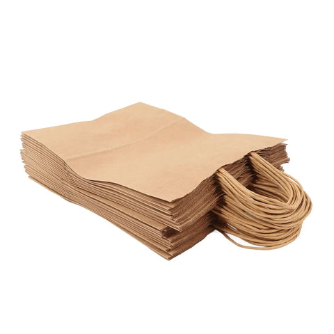 Kraft Paper Shopping Bags With Handles 50 Pack Reusable And Durable All Purpose For Grocery Runs Gifts Wrapping DIY Decor And Crafts Large Capacity 330x260x120 Mm