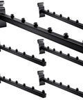 6 Pack Gridwall Hooks Black Waterfall Wall Mount Accessories With 6 Ball Design for display of clothes, hats, and bags.