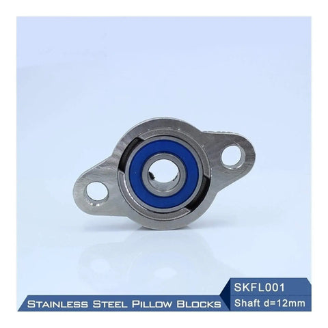 Knock Out SKFL001 Stainless Steel Pillow Block Bearing Housing Featuring 12mm Shaft Size And M6 Mounting Bolts Built To Last In Any Tough Job Provides Durability For Your Machinery Setup Without Going Over Budget Grab Real Deal Part Just Fix It Today on white background