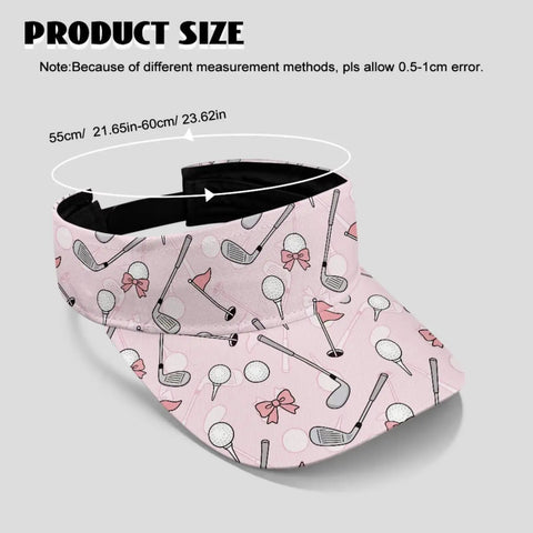 Pink visor with Women’s Moisture-Wicking Golf Polo Shirt And Visor Set, featuring USA 250th Anniversary themed print, size details shown.