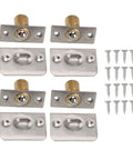Adjustable Ball Catch Hardware For Cabinet Doors Solid Brass Latch Set shown with strike plates and screws.