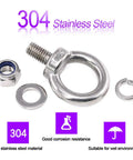 Heavy Duty 304 Stainless Steel M10 Eye Bolts Lifting Ring Kit With Four Eye Bolts And Six Lock Nuts Plus Lock Washers And Flat Washers For Marine And Industrial Lifting Projects No Nonsense, 304 stainless steel eye bolt with nut and washers