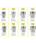 Premium One Piece Er High Precision Spring Collet For Engraving Machine Spindle dimensions chart showing sizes ER8 to ER50.