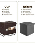 Comparison of Leather Storage Ottoman Foot Rest Stool 17x13x13 Inches with Foldable Design against standard ottoman.