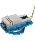 1Pcs High Precision Milling Bench Vise 4 Inch Clamp Workbench Folding With 360 Degree Swivel Base Machine Vice view showing blue hardened steel and swivel base.