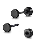 Straight Up Titanium Screw Back Stud Earrings Zero Drama For Sensitive Skin Medical Grade F136 Nickel Free flat black dot design with threaded post.