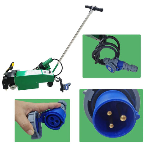 Professional Pro Level Ready 5500W Electric Hot Air Plastic Welder with handle and blue electric plug for commercial use.