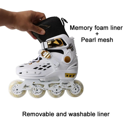 Adjustable Inline Roller Skates For Kids And Grownups With Storage Bag, memory foam liner, knife holder, durable design
