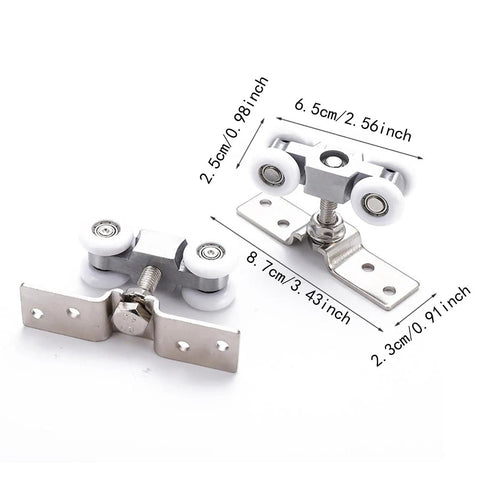 Heavy Duty Stainless Steel Sliding Door Wheel Kit Two Pack Nylon Ball Bearing Rollers For Closet Barn Doors Wardrobes Rust Resistant Smooth Glide Easy Diy Install Solid Build Real Deal For Kitchen And Bath Silent Performance Guaranteed 6.5cm roller