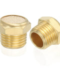 Brass Pneumatic Exhaust Muffler Kit With One Quarter Inch NPT, Three Pieces, Flat Sintered Air Breather Vent Filters
