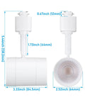 8.5W Dimmable H Track Lighting Heads 600LM CRI90 4000K Cool White Matte White dimensions and design details