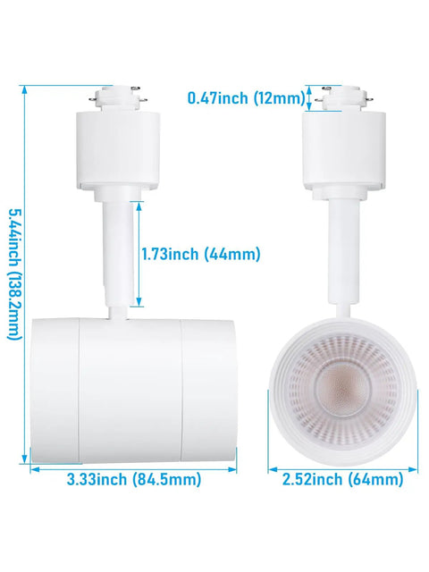 8.5W LED H Track Lighting Heads Pack Of 4 Dimmable ETL Listed 600 Lumens CRI90 2700K Soft White Matte White Finish dimensions