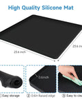 24 Inch Heavy Duty Silicone Appliance Floor Mat With Raised Edges Zero Spill Washing Machine Leakage Catcher Tray in black.