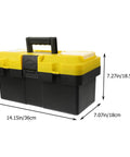 Badass Plastic Toolbox With Lockable Buckles And Removable Tray Plus Sure Grip Carry Handle For Go Anywhere Tool Holding and dimensions 14.15x7.27x7.07 in.