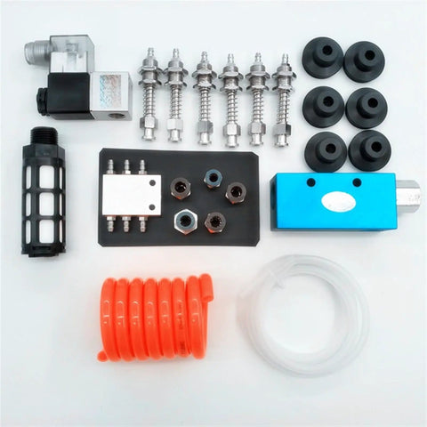 Heavy Duty Black Vacuum Cup Assembly Set With Industrial Manipulator Fittings solid air exhaust fittings, valves, and tubing components.