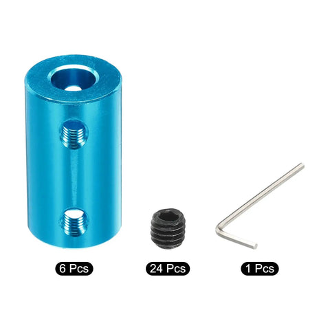 Rigid Aluminum Shaft Coupler 6.35mm To 6.35mm For 3D Printers And CNC Machines 25x14mm Blue Easy Install Encoder Link 6 Pack