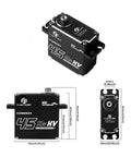 Heavy Duty Waterproof Coreless RC Servo 45Kg Torque 0.11 To 0.12 Seconds At 8.4V Digital Servo With Aluminum Case dimensions