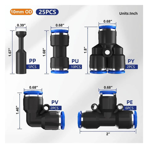 Get A Boss Level 60Pcs Push To Connect Kit With Brass Quick Couplers In 1/4 And 3/8 Inches That Slaps On Air Hoses Instantly For Compressors Without Tools, 10mm OD fittings