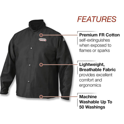Traditional FR Cloth Jacket For Workwear, Black, 3X Large US, features premium FR cotton and anti static coating, ASTM D6413 fabric.
