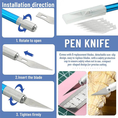 13 Piece Model Tools Kit For Hobbyists Beginner Friendly DIY Set For Cars Planes Buildings Robots And Gundam Plastic Models Repair And Fix Projects For Precision Detail Work With Pen Knife Instructions For Safe Blade Replacement
