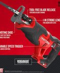 V20 7 Tool Cordless Power Tool Kit With 2 Batteries And Charger For Home DIY Projects Includes Drill Driver Impact Driver Circular Saw Recip Saw Oscillating Tool And More 20V Max Combo Set reciprocating saw with features labeled.