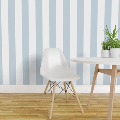 Classic Traditional Removable Wallpaper Easy Soak And Hang For Rented Spaces And Accent Walls No Paste Required, blue striped design.