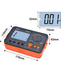 Pro Grade Digital Milliohm Meter 3 1/2 Digit 4 Wire Test With LCD Backlight Ultra Low Resistance size dimensions