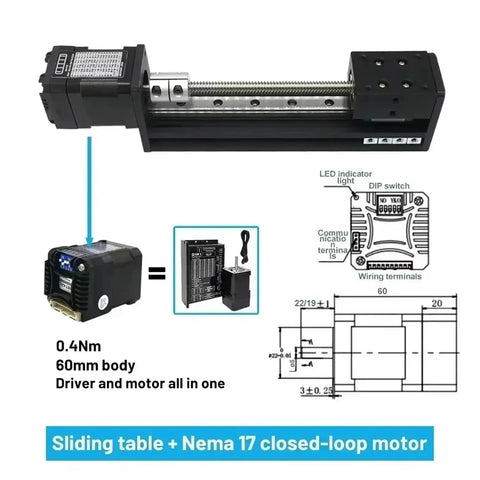 Sleek X Y Z Axis Linear Motor Drive Kit With T Type Self Locking Slide Rail And High Speed 17 Stage Table For Precision Motion Control 40mm Wide, 60mm body