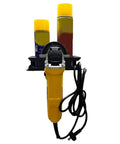 Iron Build Spray Bottle Rack Wall Mount Organizer for garage with drill and spray bottles stored vertically on a wall mount.