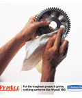 Hands cleaning gear with X80 Heavy Duty Cloths Brag Box White Industrial Shop Towels For Oil And Water Cleanup Built Tough For Real Pros.