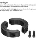 Double Split Shaft Collar 1 3 8 Inch Bore, Carbon Steel Clamping Collar With Set Screw, black finish shown with screws