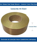 Heat Resistant Teflon Tape Roll For Heat Sealers And VFFS Machines, PTFE Coated Fiberglass, 2 Inch Wide By 99 Yards, 5 Mil