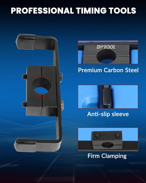 Ford Engine Timing Tool Kit For 4.6L 5.4L And 6.8L V8 With 2 Valve And 4 Valve Heads showing carbon steel clamp