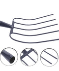 Handheld Manure Fork Build Tough Workhorse For Effortless Lawn Maintenance And Debris Clearing, steel tines, dark blue