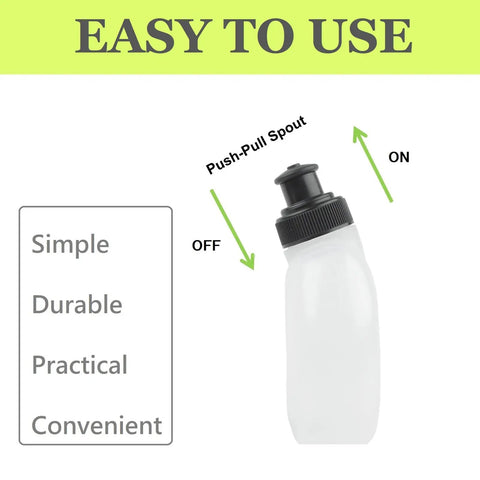Two Pack 6oz Running Water Bottles For Hydration Belts And Waist Packs with easy refill leak-proof sip lids