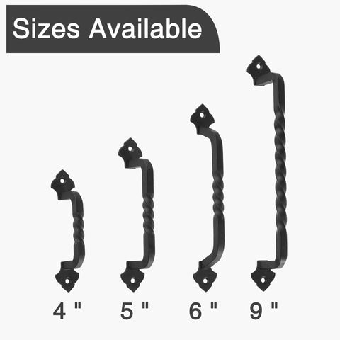 2 Pack Barn Door Pull Handles For Wood Gates And Cabinets Tough As Nails Steel With Black Powder Coat Built To Last Sizes 4 5 6 9 Inches