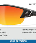 Khor G2 Polarized Wraparound Safety Glasses with Vapor Shield Go To Anti Fog Anti Scratch UV 400 Protection Black Frame