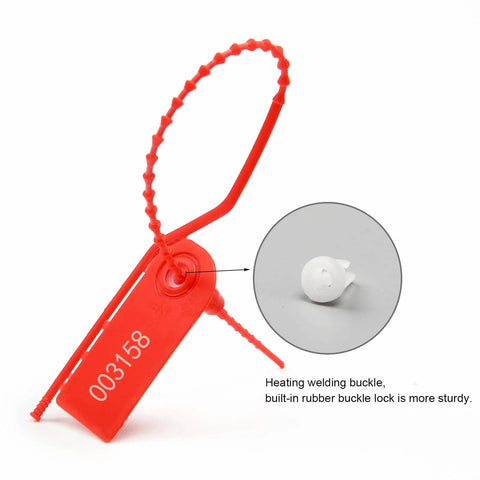 Plastic Tamper Seals Set Of 100 Pull Tight Security Seals With Breakaway Tags and Numbered Zip Ties for Fire Extinguishers