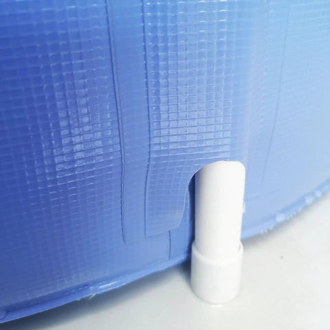 Close-up of inflating valve on Inflatable Portable Bathtub For Adults Foldable Soaking Spa Tub Ice Bath Sky Blue 29.5 Inch