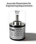 Incremental Magnetic Rotary Encoder 38Mm OD With 6Mm Shaft ABZ Push Pull Output 100 400 600 PPR Compact Encoder front view