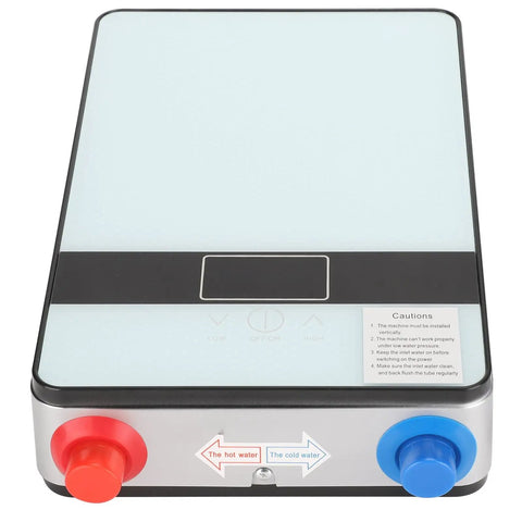 Rock Solid Wall Mounted Tankless Electric Water Heater Packs 4500W Instant Hot Water with control panel and color-coded knobs.