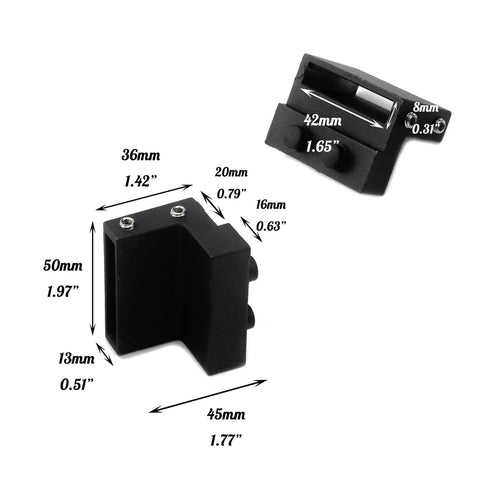 Barn Door Roller Stopper Hardware For Track 41x7mm Flat Rail Limit Stop, Rust-Resistant Carbon Steel, Easy Install, Black Finish, dimensions shown