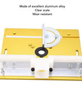 Premium Anodized Gold Aluminum Router Lift Base Delivering Dead Nuts Height Precision And Complete Shop Hardware Kit For Router Table Woodworking Builds, showing clear scale and sturdy construction.