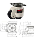 Heavy Duty GD-80F Leveling Casters With 500Kg Load Capacity, swivel wheel and mounting plate, industrial cart caster