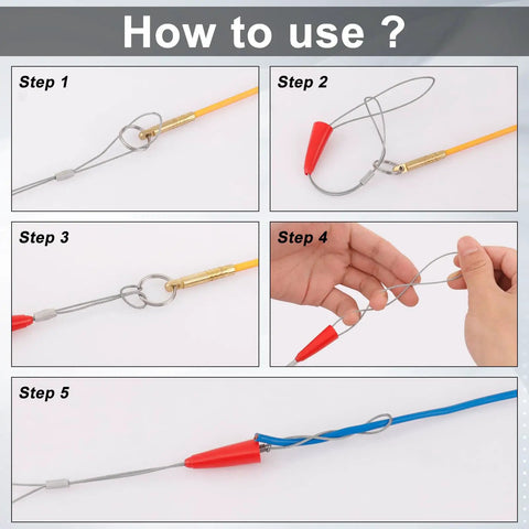 22Ft Fiberglass Wire Running Kit With Four Attachments For Quick Low Friction Cable Pulls Through Conduits Ultra Flexible Fish Tape Rods For Wiring Projects And Electrical Installations, step-by-step use