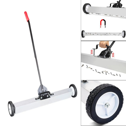 36 Inch Heavy Duty Metal Broom Sweeper For Industrial Workshops Efficiently Cleans Up Iron Filings And Metallic Debris Perfect For Automotive Repair And Shop Environments Durable Sweep Broom