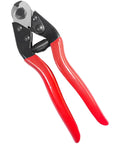 Beefy 8 Inch Wire Rope Cutter With Heavy Duty Chrome Vanadium Steel Blade And Lever Action Handles For Brakes Clotheslines And Cable Work Industrial Grade Pro Grip For Long Lasting Sharp Cuts, red handles