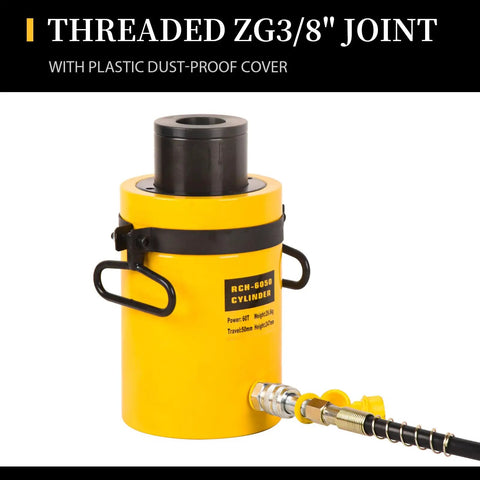 Built Tough 60 Ton Hollow Hydraulic Ram Cylinder Jack With Zero Hassle Auto Reset And Smooth Two Inch Stroke For Heavy Duty Trade Projects And Reliable Portable Power Jacks That Definitely Get The Job Done Fast